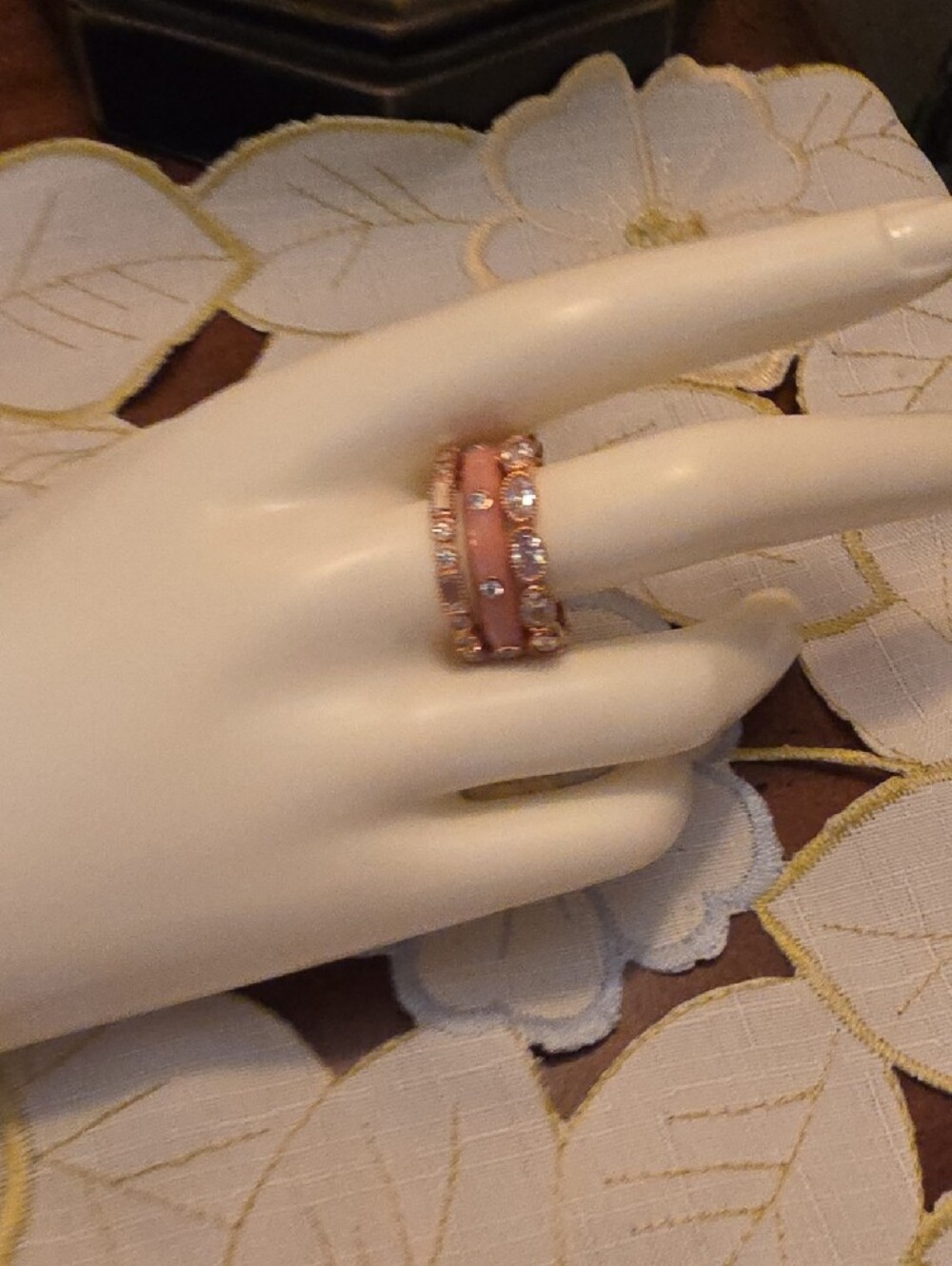 Diamonique CZ Pink Enamel Eternity Stack Set Rose Gold Sterling Silver Rings - Picture 12 of 16